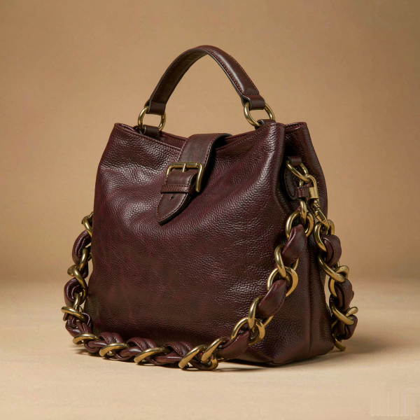 Chelsea Chain-Strap Shoulder Bag - Burgundy leather