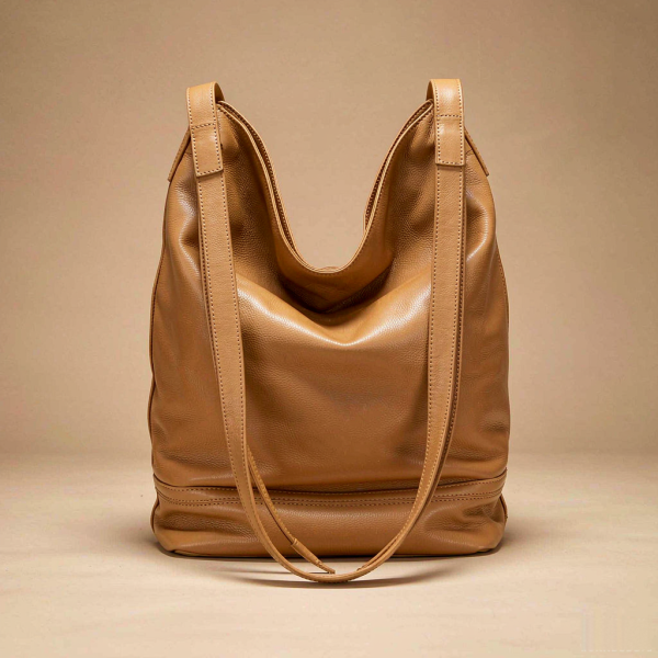 Aria Slouchy Tote - Tan leather